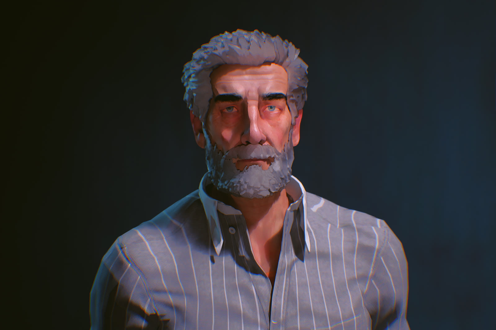 Old man character lookdev portrait